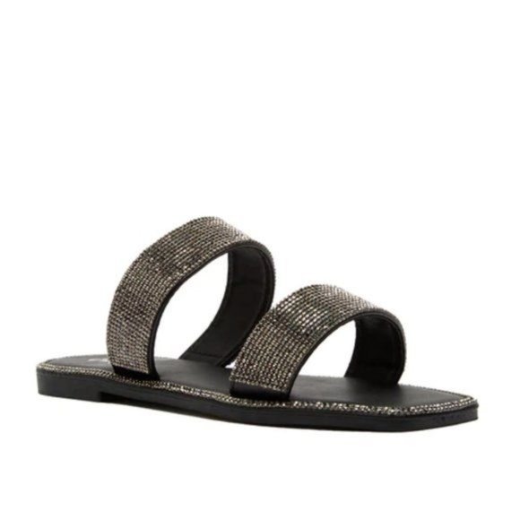 !! NEW !! Embellished Double Strap Square Toe Sandals in Rose Gold - Picture 11 of 12